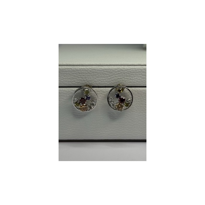 925 Sterling Silver Multicolor Spinel Earrings Length 0.65 Inch