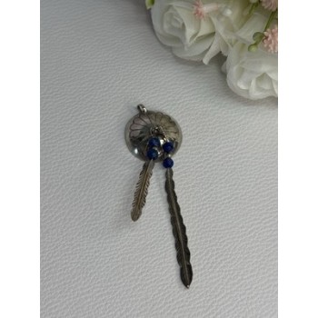 Vintage Native American 925 Sterling Silver Lapis Pendant Length 2.70 Inch