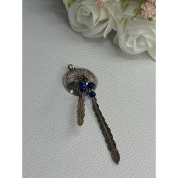 Vintage Native American 925 Sterling Silver Lapis Pendant Length 2.70 Inch