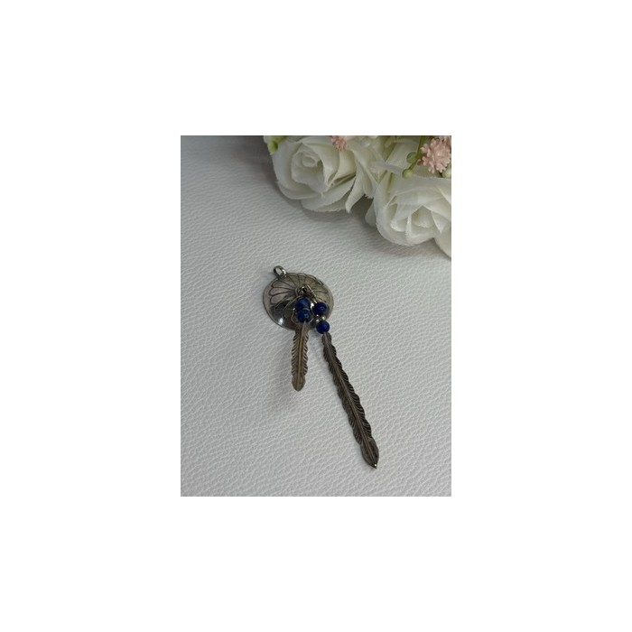 Vintage Native American 925 Sterling Silver Lapis Pendant Length 2.70 Inch