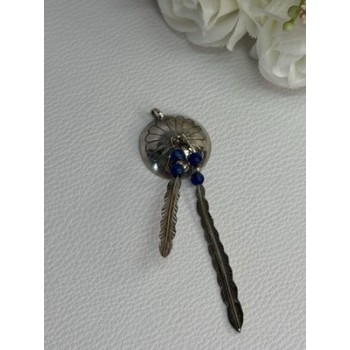 Vintage Native American 925 Sterling Silver Lapis Pendant Length 2.70 Inch