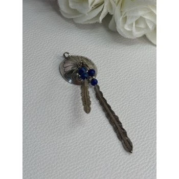 Vintage Native American 925 Sterling Silver Lapis Pendant Length 2.70 Inch