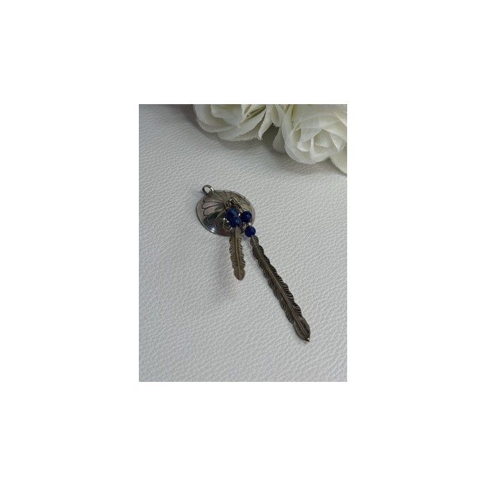 Vintage Native American 925 Sterling Silver Lapis Pendant Length 2.70 Inch
