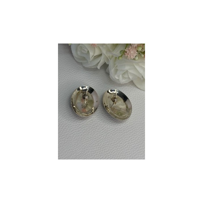 VINTAGE 925 STERLING SILVER MABE PEARL EARRINGS LENGTH 1.15 INCH