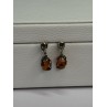925 Sterling Silver Amber Earrings Length 0.85 Inch