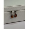 925 Sterling Silver Amber Earrings Length 0.85 Inch