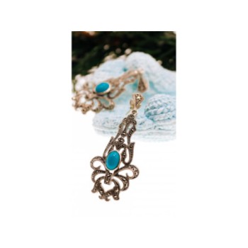 925 Sterling Silver Turquoise & Marcasites Earrings