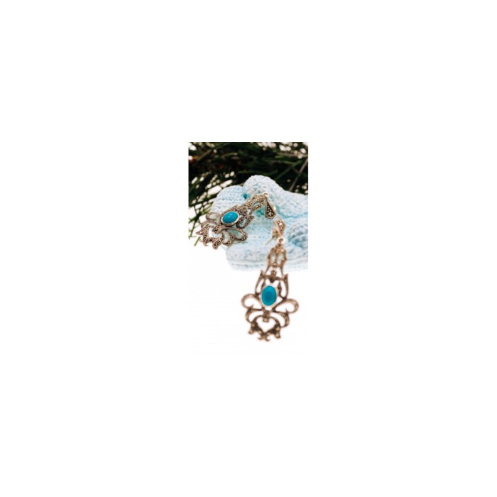 925 Sterling Silver Turquoise & Marcasites Earrings