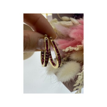 925 STERLING SILVER GOLD PLATED PINK SPINEL EARRINGS