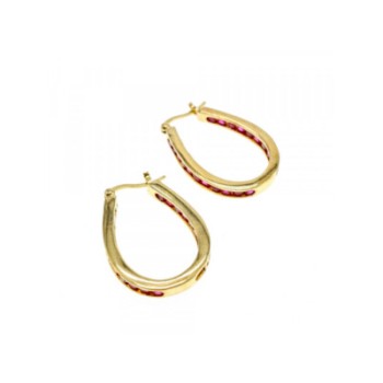 925 STERLING SILVER GOLD PLATED PINK SPINEL EARRINGS
