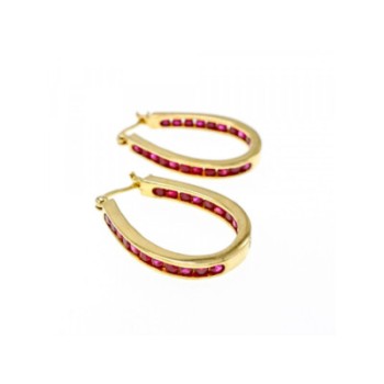 925 STERLING SILVER GOLD PLATED PINK SPINEL EARRINGS