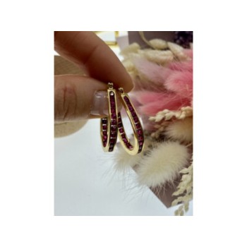 925 STERLING SILVER GOLD PLATED PINK SPINEL EARRINGS