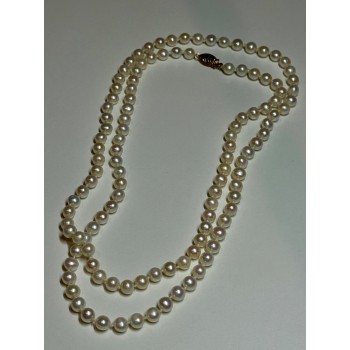14K YELLOW GOLD FRESHWATER PEARL NECKLACE LENGTH 30 INCH