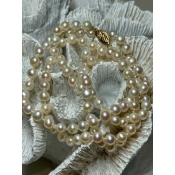 14K YELLOW GOLD FRESHWATER PEARL NECKLACE LENGTH 30 INCH