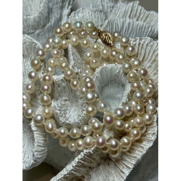 14K YELLOW GOLD FRESHWATER PEARL NECKLACE LENGTH 30 INCH