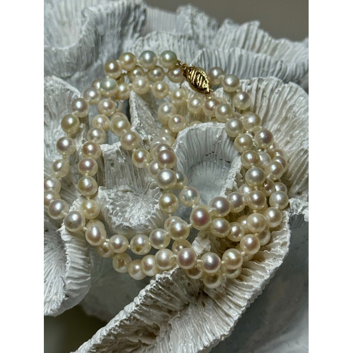 14K YELLOW GOLD FRESHWATER PEARL NECKLACE LENGTH 30 INCH