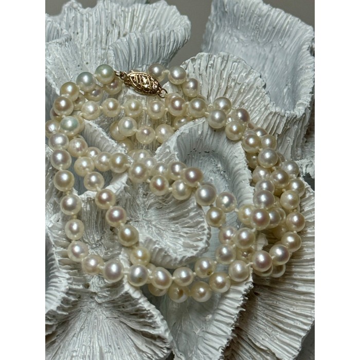 14K YELLOW GOLD FRESHWATER PEARL NECKLACE LENGTH 30 INCH