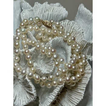 14K YELLOW GOLD FRESHWATER PEARL NECKLACE LENGTH 30 INCH