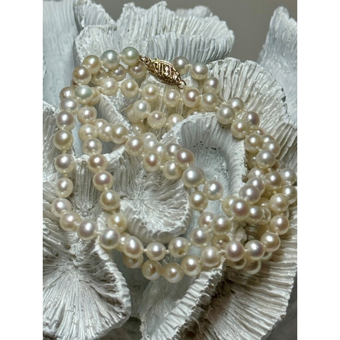 14K YELLOW GOLD FRESHWATER PEARL NECKLACE LENGTH 30 INCH