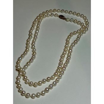 14K YELLOW GOLD FRESHWATER PEARL NECKLACE LENGTH 30 INCH