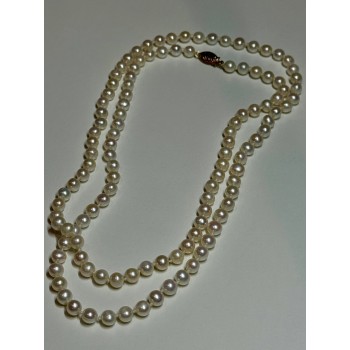 14K YELLOW GOLD FRESHWATER PEARL NECKLACE LENGTH 30 INCH