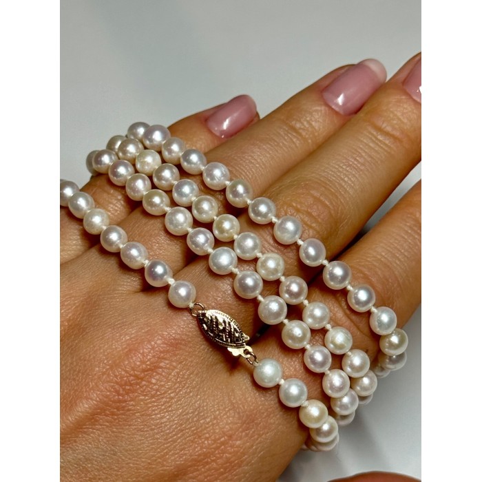 14K YELLOW GOLD FRESHWATER PEARL NECKLACE LENGTH 30 INCH