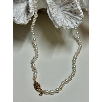 14K YELLOW GOLD CLASP FRESH WATER PEARL NECKLACE 18 Inch