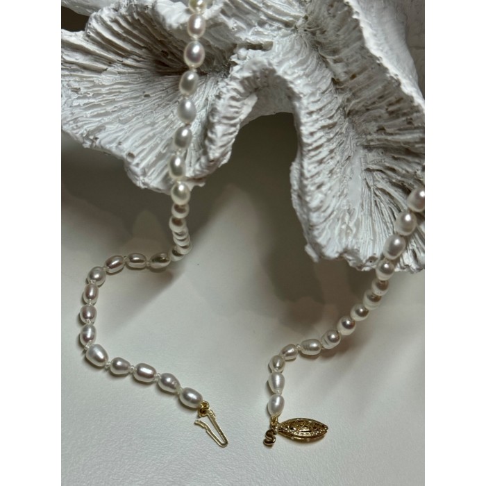 14K YELLOW GOLD CLASP FRESH WATER PEARL NECKLACE 18 Inch