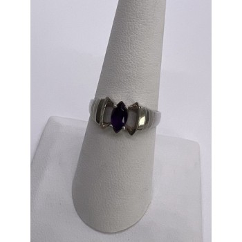 925 Sterling Silver Amethyst Ring Size 8