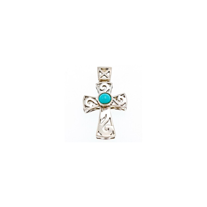 925 Sterling Silver Turquoise Cross Pendant