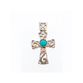 925 Sterling Silver Turquoise Cross Pendant