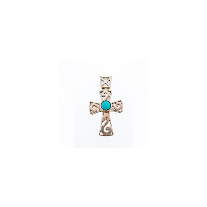 925 Sterling Silver Turquoise Cross Pendant