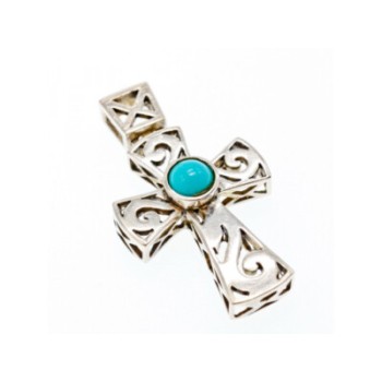 925 Sterling Silver Turquoise Cross Pendant