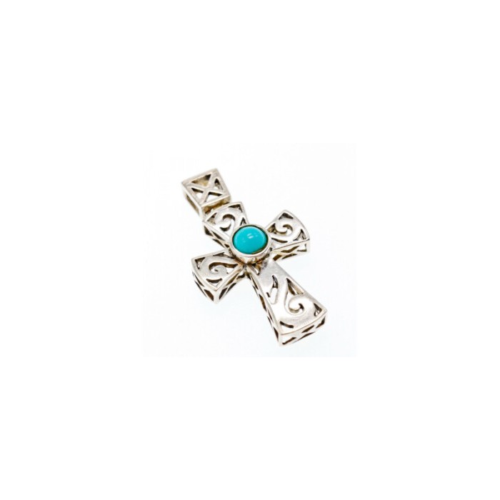 925 Sterling Silver Turquoise Cross Pendant