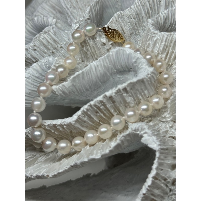 14K YELLOW GOLD CLASP FRESH WATER PEARL BRACELET 7 Inch