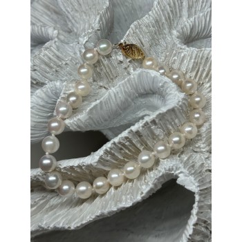 14K YELLOW GOLD CLASP FRESH WATER PEARL BRACELET 7 Inch