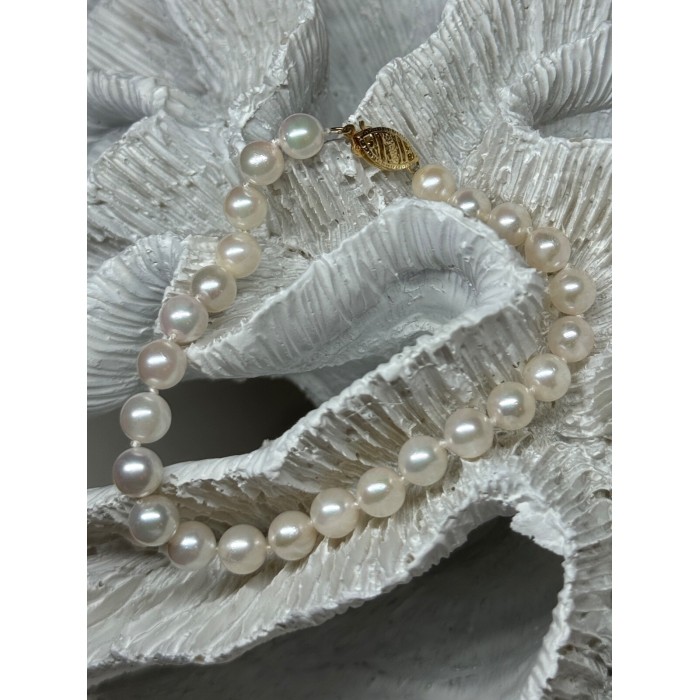 14K YELLOW GOLD CLASP FRESH WATER PEARL BRACELET 7 Inch