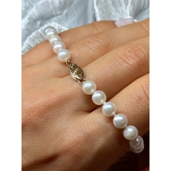 14K YELLOW GOLD CLASP FRESH WATER PEARL BRACELET 7 Inch