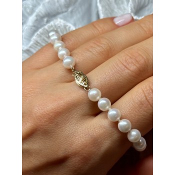 14K YELLOW GOLD CLASP FRESH WATER PEARL BRACELET 7 Inch