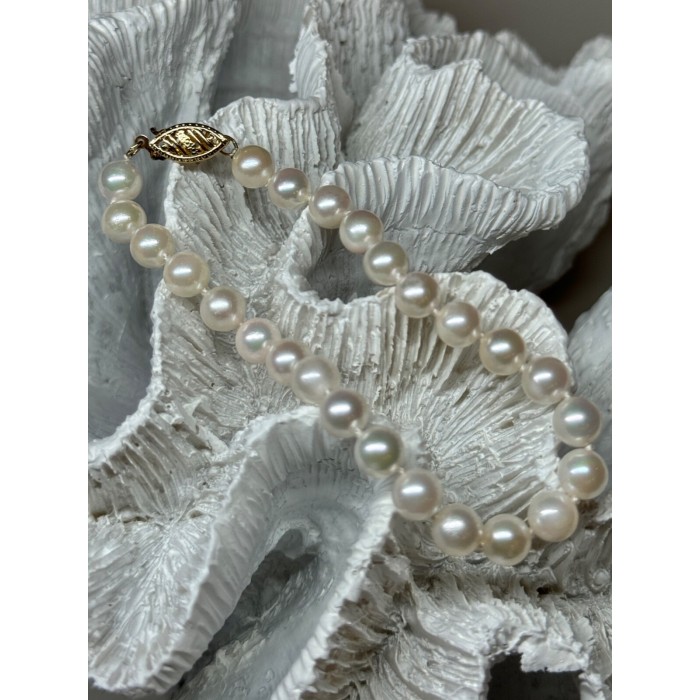 14K YELLOW GOLD CLASP FRESH WATER PEARL BRACELET 7 Inch