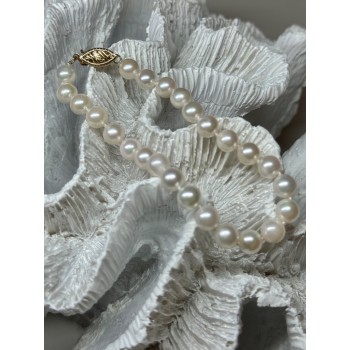 14K YELLOW GOLD CLASP FRESH WATER PEARL BRACELET 7 Inch