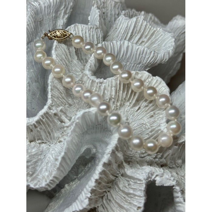 14K YELLOW GOLD CLASP FRESH WATER PEARL BRACELET 7 Inch