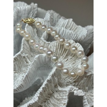 14K YELLOW GOLD CLASP FRESH WATER PEARL BRACELET 7 Inch