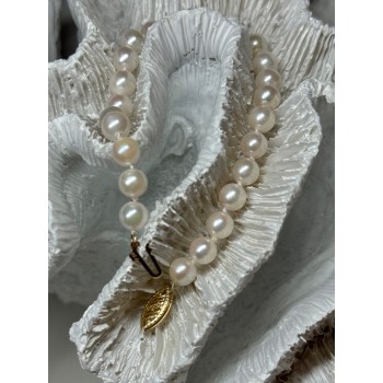 14K YELLOW GOLD CLASP FRESH WATER PEARL BRACELET 7 Inch