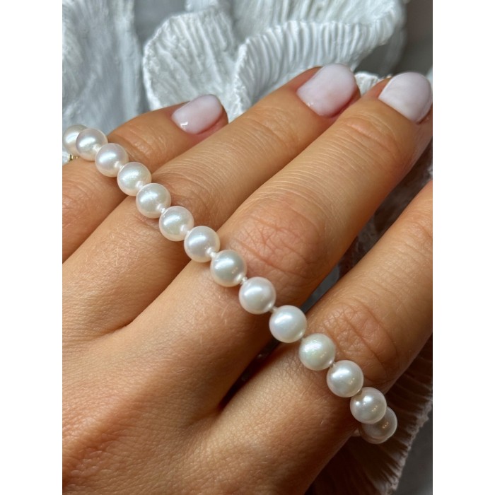14K YELLOW GOLD CLASP FRESH WATER PEARL BRACELET 7 Inch
