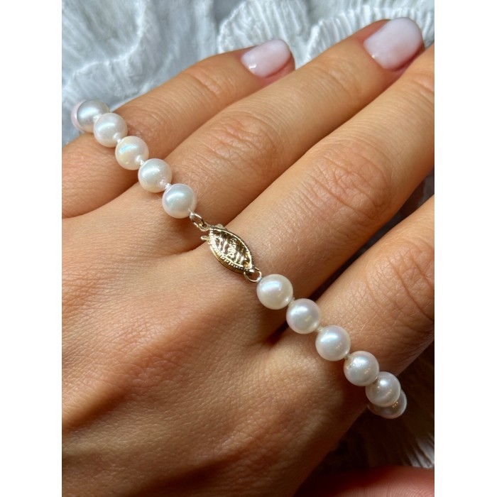 14K YELLOW GOLD CLASP FRESH WATER PEARL BRACELET 7 Inch
