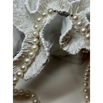 14K WHITE GOLD CLASP FRESH WATER PEARL NECKLACE 18 Inch