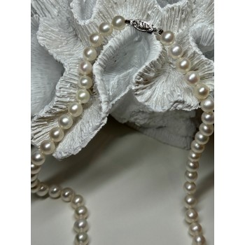 14K WHITE GOLD CLASP FRESH WATER PEARL NECKLACE 18 Inch