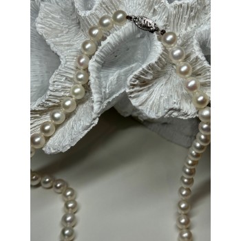 14K WHITE GOLD CLASP FRESH WATER PEARL NECKLACE 18 Inch