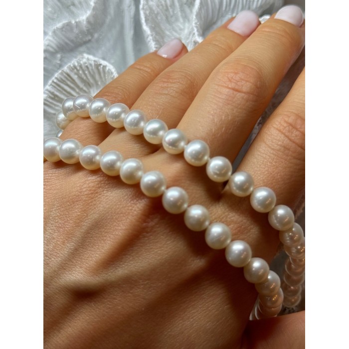 14K WHITE GOLD CLASP FRESH WATER PEARL NECKLACE 18 Inch